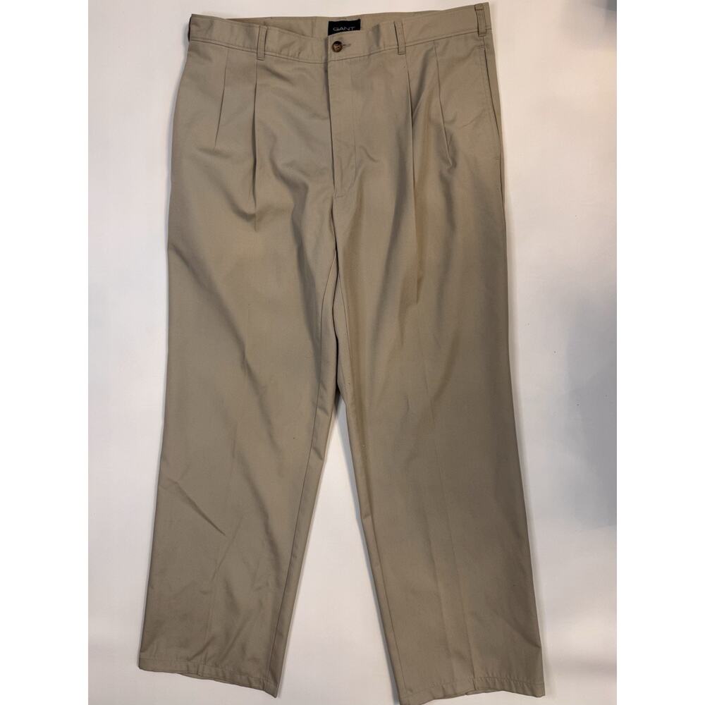 GANT Mens Chino Pants 36x36 Beige Khaki Casual Preppy Cotton Straight Leg